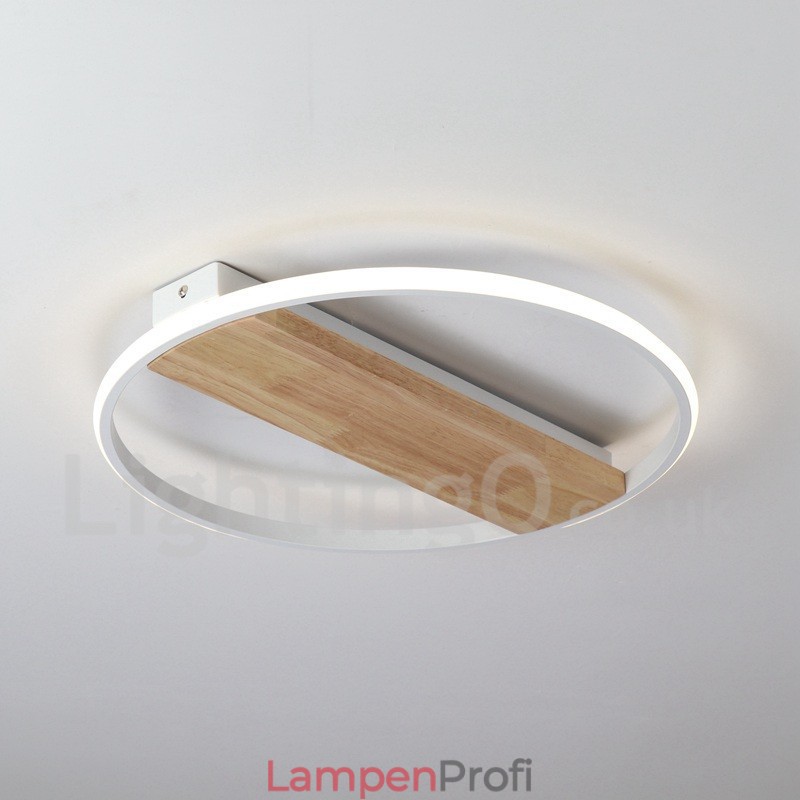Dimmbare weiße runde Holz-Deckenleuchte, ultradünne Deckenlampe, kann auch als Wandleuchte verwendet werden