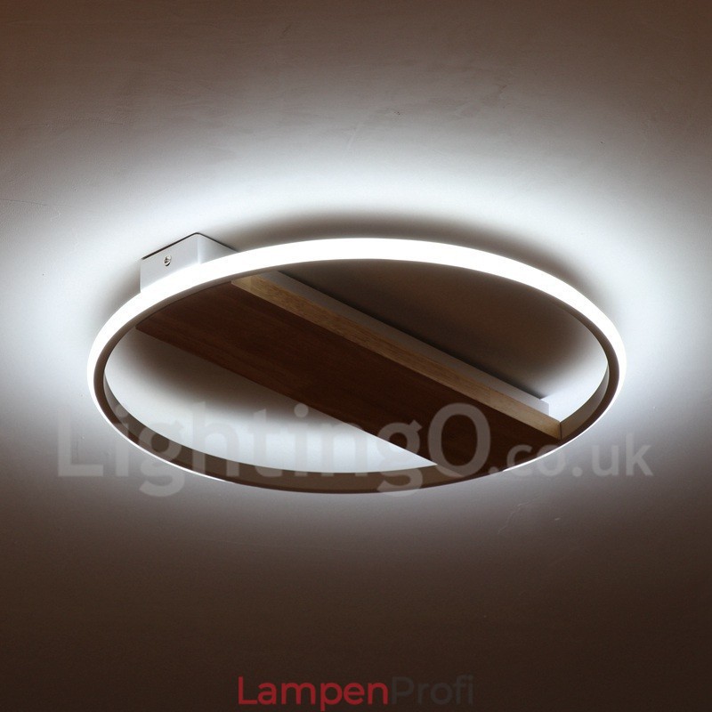 Dimmbare weiße runde Holz-Deckenleuchte, ultradünne Deckenlampe, kann auch als Wandleuchte verwendet werden