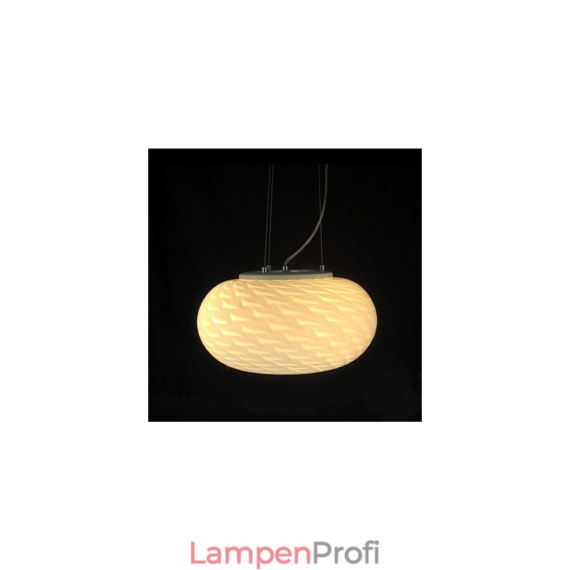 Moderne minimalistische geschnitzte milchig weiße Kronleuchterlampe