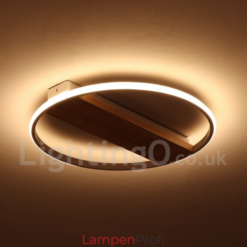 Dimmbare weiße runde Holz-Deckenleuchte, ultradünne Deckenlampe, kann auch als Wandleuchte verwendet werden