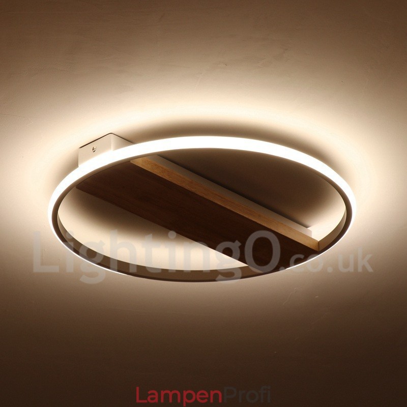 Dimmbare weiße runde Holz-Deckenleuchte, ultradünne Deckenlampe, kann auch als Wandleuchte verwendet werden