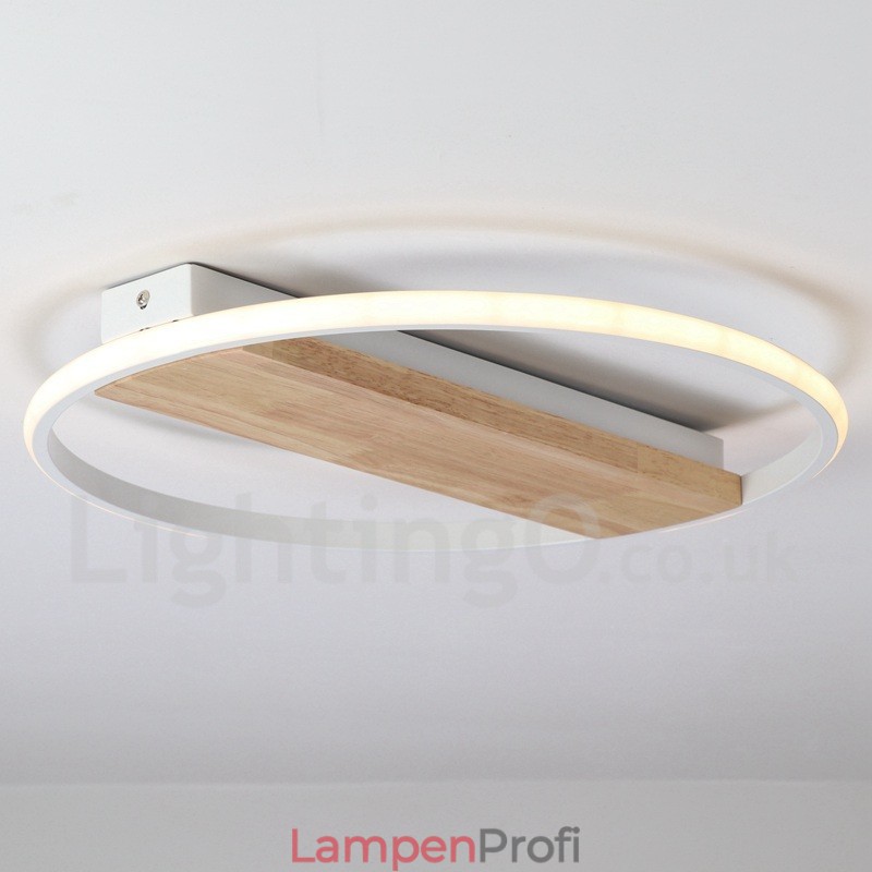Dimmbare weiße runde Holz-Deckenleuchte, ultradünne Deckenlampe, kann auch als Wandleuchte verwendet werden