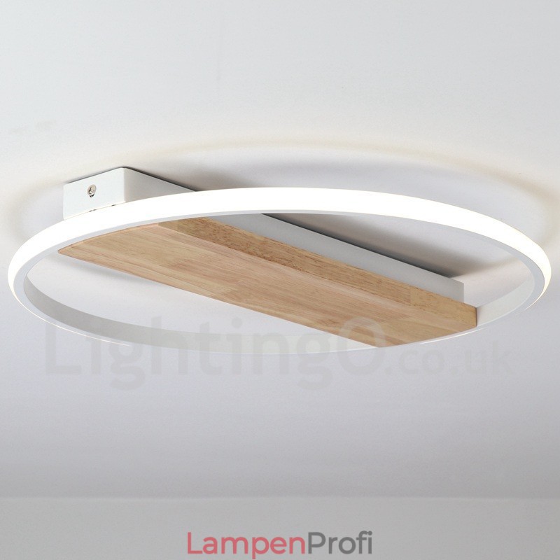 Dimmbare weiße runde Holz-Deckenleuchte, ultradünne Deckenlampe, kann auch als Wandleuchte verwendet werden