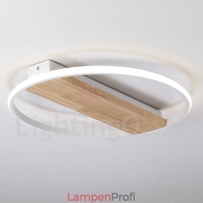 Dimmbare weiße runde Holz-Deckenleuchte, ultradünne Deckenlampe, kann auch als Wandleuchte verwendet werden