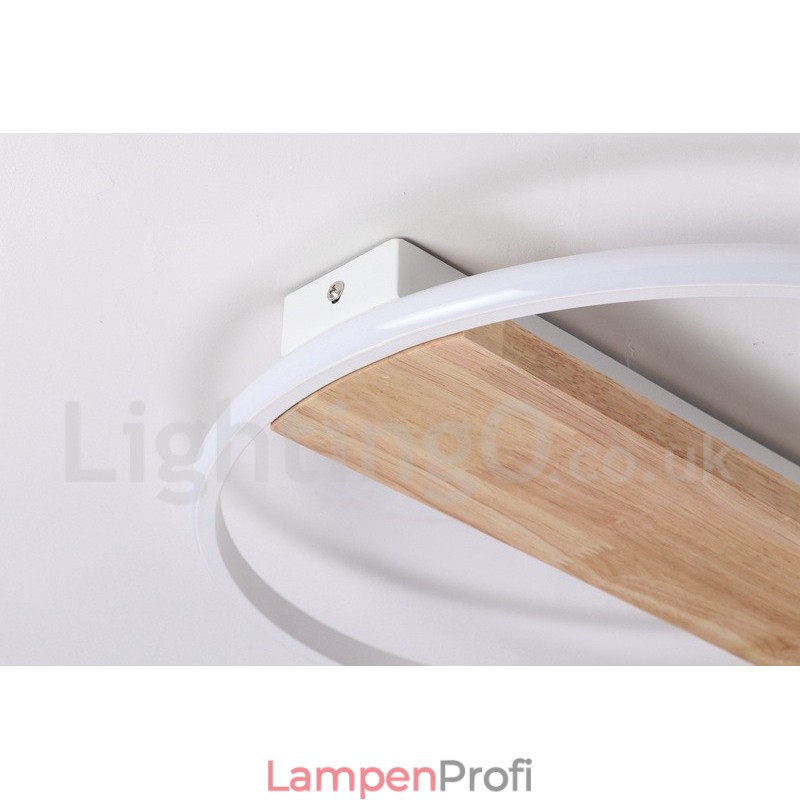 Dimmbare weiße runde Holz-Deckenleuchte, ultradünne Deckenlampe, kann auch als Wandleuchte verwendet werden