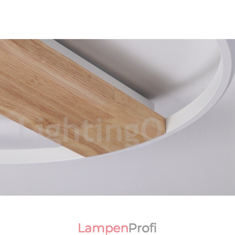 Dimmbare weiße runde Holz-Deckenleuchte, ultradünne Deckenlampe, kann auch als Wandleuchte verwendet werden
