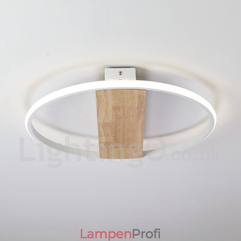 Dimmbare weiße runde Holz-Deckenleuchte, ultradünne Deckenlampe, kann auch als Wandleuchte verwendet werden