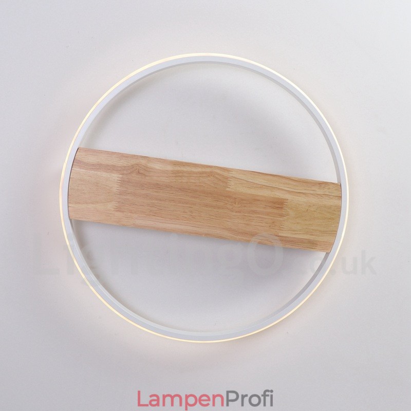 Dimmbare weiße runde Holz-Deckenleuchte, ultradünne Deckenlampe, kann auch als Wandleuchte verwendet werden