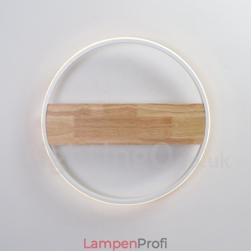 Dimmbare weiße runde Holz-Deckenleuchte, ultradünne Deckenlampe, kann auch als Wandleuchte verwendet werden