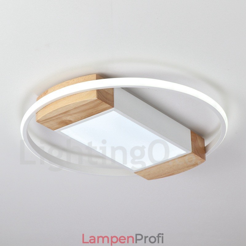 Dimmbare weiße runde Holz-Deckenleuchte, ultradünne Deckenlampe, kann auch als Wandleuchte verwendet werden