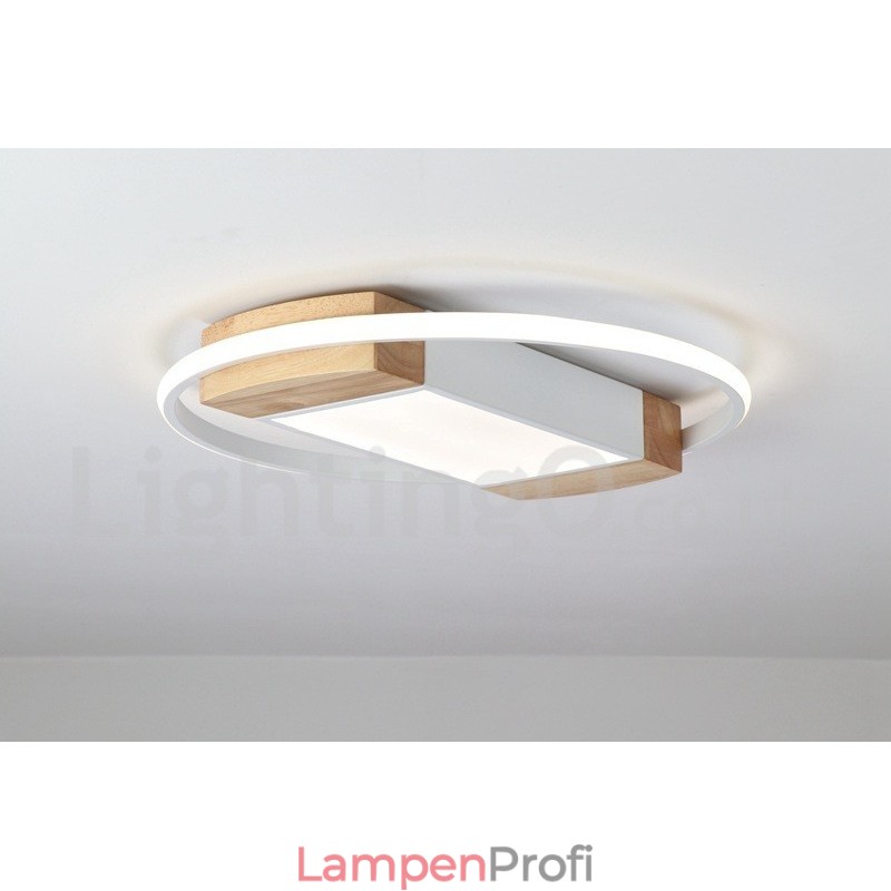Dimmbare weiße runde Holz-Deckenleuchte, ultradünne Deckenlampe, kann auch als Wandleuchte verwendet werden