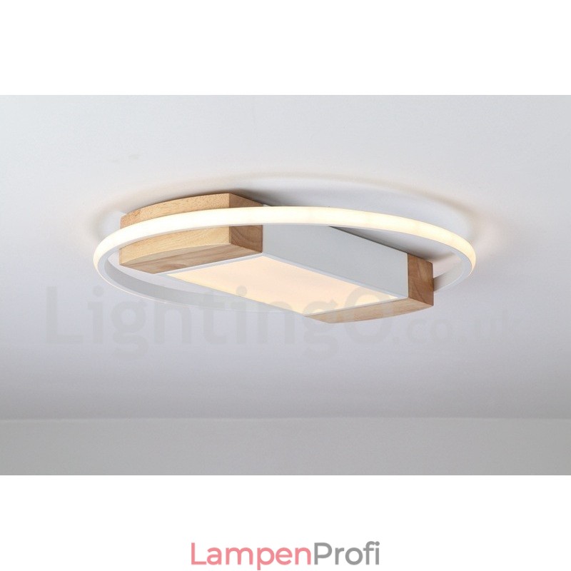 Dimmbare weiße runde Holz-Deckenleuchte, ultradünne Deckenlampe, kann auch als Wandleuchte verwendet werden