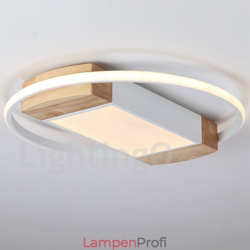 Dimmbare weiße runde Holz-Deckenleuchte, ultradünne Deckenlampe, kann auch als Wandleuchte verwendet werden