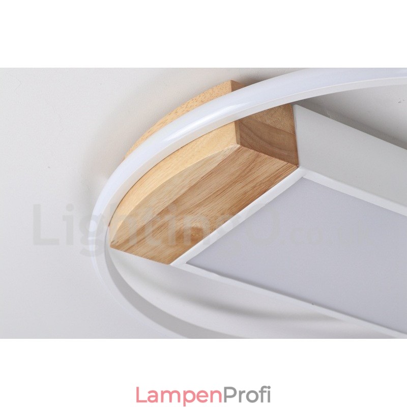 Dimmbare weiße runde Holz-Deckenleuchte, ultradünne Deckenlampe, kann auch als Wandleuchte verwendet werden