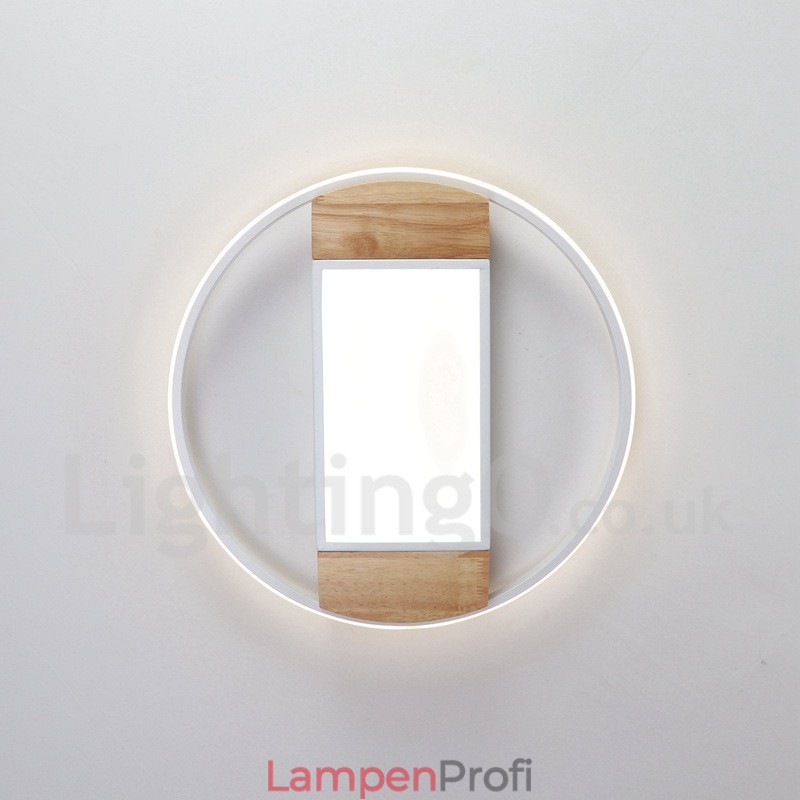 Dimmbare weiße runde Holz-Deckenleuchte, ultradünne Deckenlampe, kann auch als Wandleuchte verwendet werden