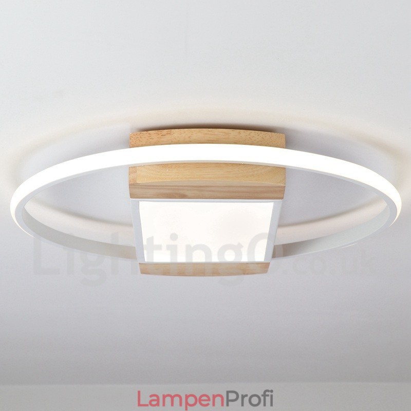 Dimmbare weiße runde Holz-Deckenleuchte, ultradünne Deckenlampe, kann auch als Wandleuchte verwendet werden