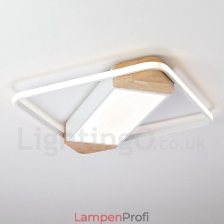 Dimmbare weiße quadratische Holz-Deckenleuchte, ultradünne Deckenlampe, kann auch als Wandleuchte verwendet werden Dimmbare weiße quadratische Holz-Deckenleuchte, ultradünne Deckenlampe, kann auch als Wandleuchte verwendet werden