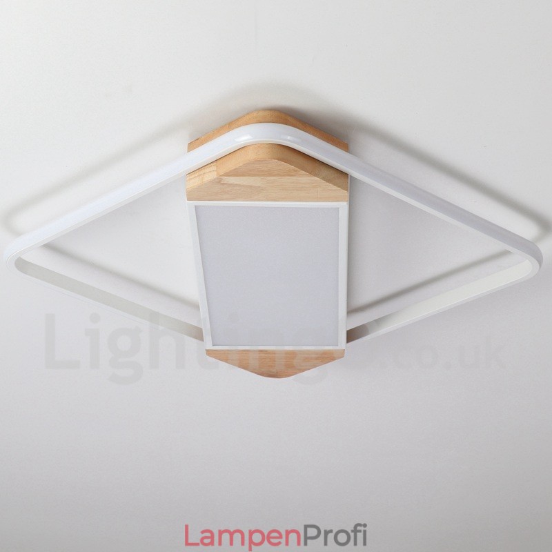Dimmbare weiße quadratische Holz-Deckenleuchte, ultradünne Deckenlampe, kann auch als Wandleuchte verwendet werden