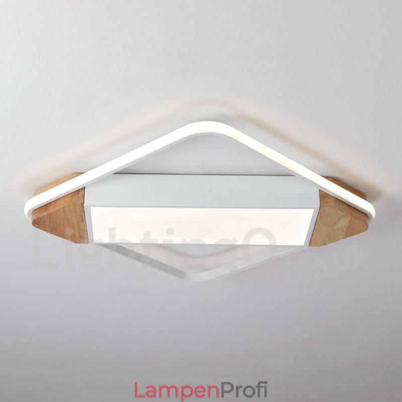 Dimmbare weiße quadratische Holz-Deckenleuchte, ultradünne Deckenlampe, kann auch als Wandleuchte verwendet werden