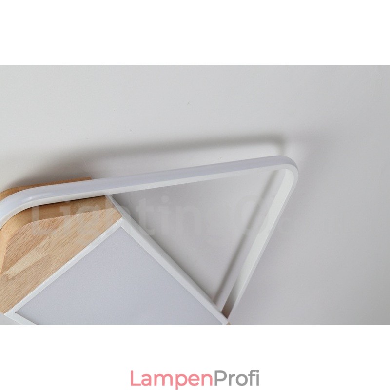 Dimmbare weiße quadratische Holz-Deckenleuchte, ultradünne Deckenlampe, kann auch als Wandleuchte verwendet werden