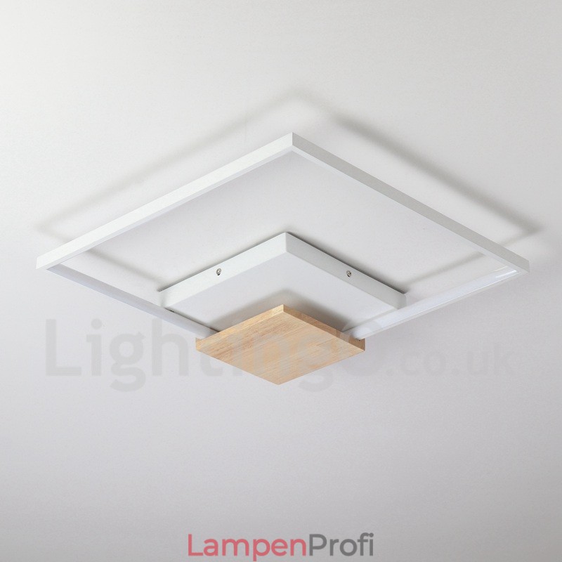 Dimmbare weiße quadratische Holz-Deckenleuchte, ultradünne Deckenlampe, kann auch als Wandleuchte verwendet werden