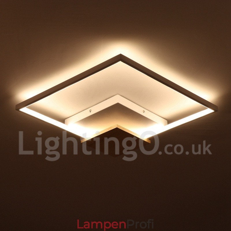 Dimmbare weiße quadratische Holz-Deckenleuchte, ultradünne Deckenlampe, kann auch als Wandleuchte verwendet werden