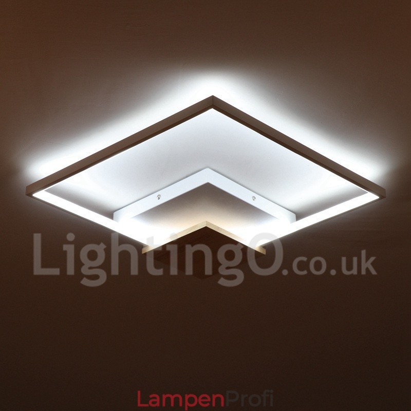 Dimmbare weiße quadratische Holz-Deckenleuchte, ultradünne Deckenlampe, kann auch als Wandleuchte verwendet werden