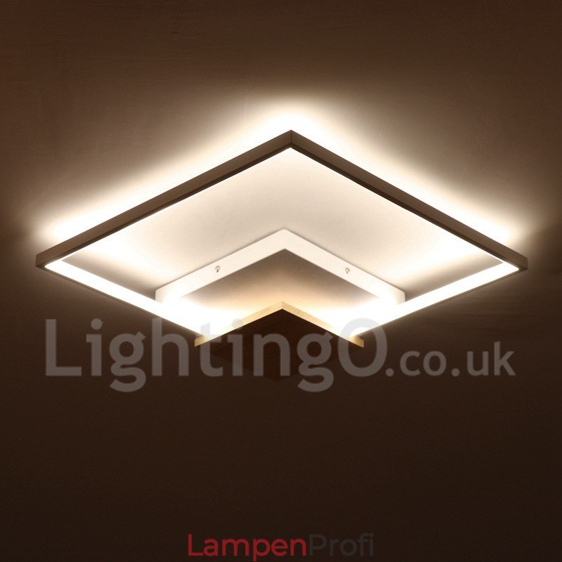 Dimmbare weiße quadratische Holz-Deckenleuchte, ultradünne Deckenlampe, kann auch als Wandleuchte verwendet werden