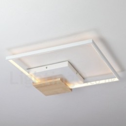 Dimmbare weiße quadratische Holz-Deckenleuchte, ultradünne Deckenlampe, kann auch als Wandleuchte verwendet werden