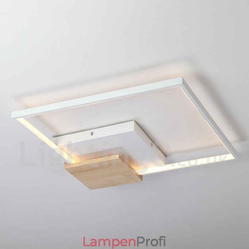 Dimmbare weiße quadratische Holz-Deckenleuchte, ultradünne Deckenlampe, kann auch als Wandleuchte verwendet werden