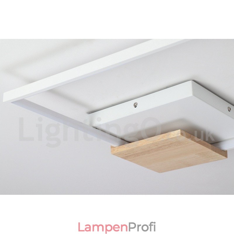 Dimmbare weiße quadratische Holz-Deckenleuchte, ultradünne Deckenlampe, kann auch als Wandleuchte verwendet werden