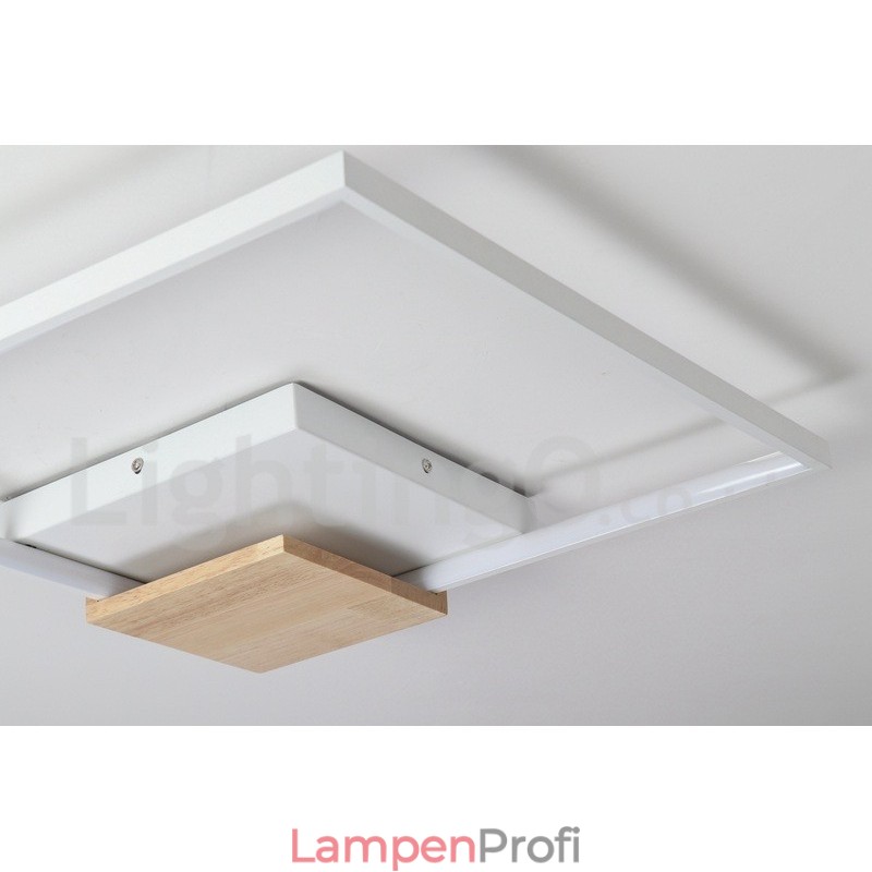 Dimmbare weiße quadratische Holz-Deckenleuchte, ultradünne Deckenlampe, kann auch als Wandleuchte verwendet werden