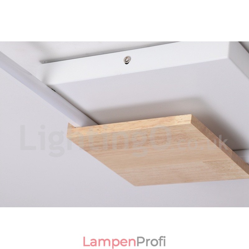 Dimmbare weiße quadratische Holz-Deckenleuchte, ultradünne Deckenlampe, kann auch als Wandleuchte verwendet werden