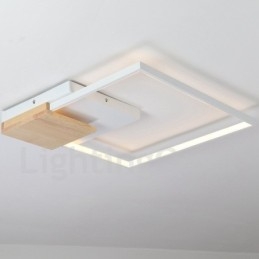 Dimmbare weiße quadratische Holz-Deckenleuchte, ultradünne Deckenlampe, kann auch als Wandleuchte verwendet werden
