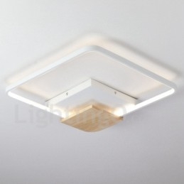 Dimmbare weiße quadratische Holz-Deckenleuchte, ultradünne Deckenlampe, kann auch als Wandleuchte verwendet werden