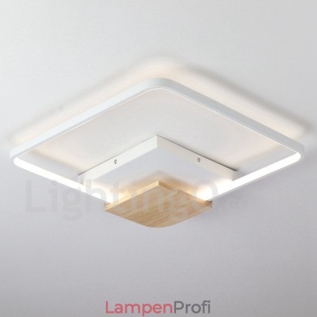 Dimmbare weiße quadratische Holz-Deckenleuchte, ultradünne Deckenlampe, kann auch als Wandleuchte verwendet werden Dimmbare weiße quadratische Holz-Deckenleuchte, ultradünne Deckenlampe, kann auch als Wandleuchte verwendet werden