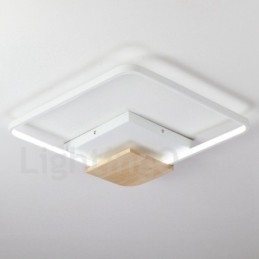 Dimmbare weiße quadratische Holz-Deckenleuchte, ultradünne Deckenlampe, kann auch als Wandleuchte verwendet werden