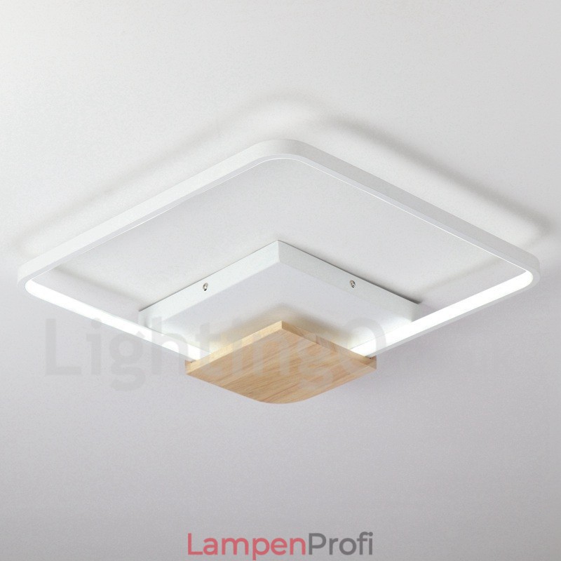 Dimmbare weiße quadratische Holz-Deckenleuchte, ultradünne Deckenlampe, kann auch als Wandleuchte verwendet werden