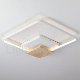 Dimmbare weiße quadratische Holz-Deckenleuchte, ultradünne Deckenlampe, kann auch als Wandleuchte verwendet werden