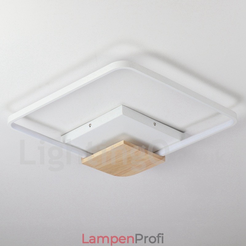 Dimmbare weiße quadratische Holz-Deckenleuchte, ultradünne Deckenlampe, kann auch als Wandleuchte verwendet werden