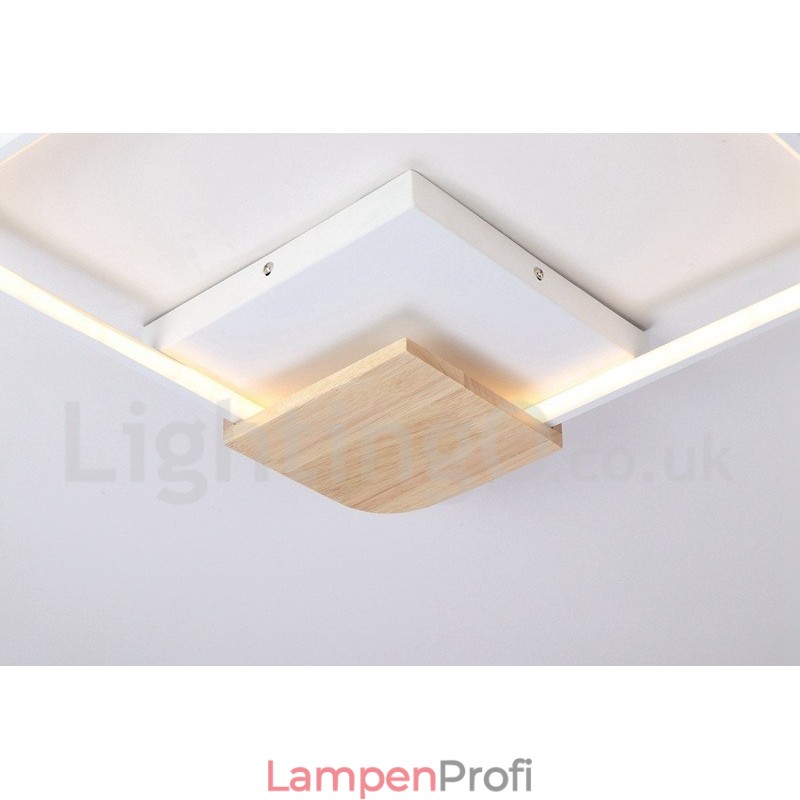 Dimmbare weiße quadratische Holz-Deckenleuchte, ultradünne Deckenlampe, kann auch als Wandleuchte verwendet werden
