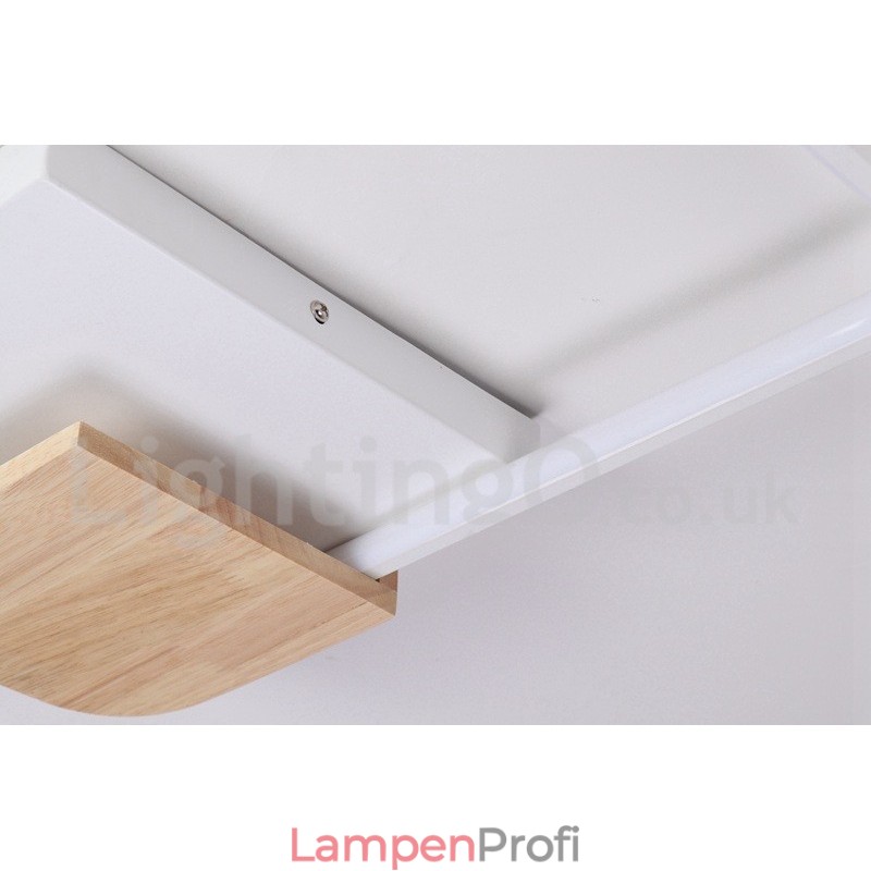 Dimmbare weiße quadratische Holz-Deckenleuchte, ultradünne Deckenlampe, kann auch als Wandleuchte verwendet werden