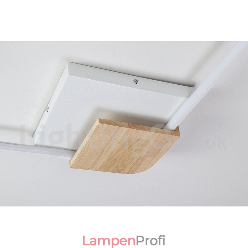 Dimmbare weiße quadratische Holz-Deckenleuchte, ultradünne Deckenlampe, kann auch als Wandleuchte verwendet werden