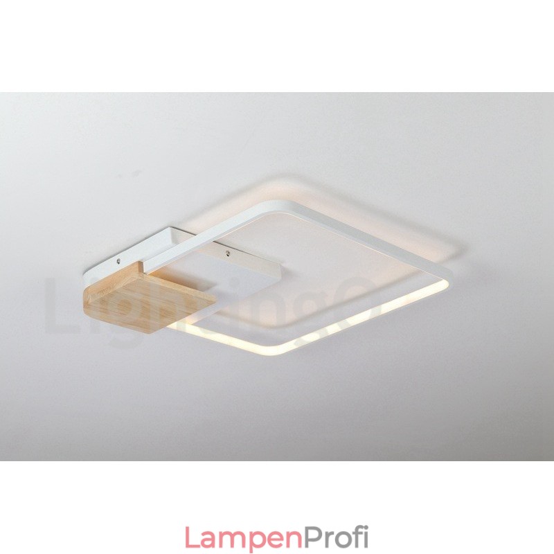 Dimmbare weiße quadratische Holz-Deckenleuchte, ultradünne Deckenlampe, kann auch als Wandleuchte verwendet werden