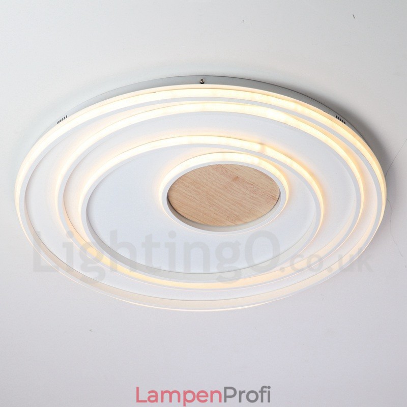 Dimmbare weiße Ringe Holz Deckenleuchte Ultradünne Deckenlampe Kann Auch Als Wandleuchte Verwendet Werden