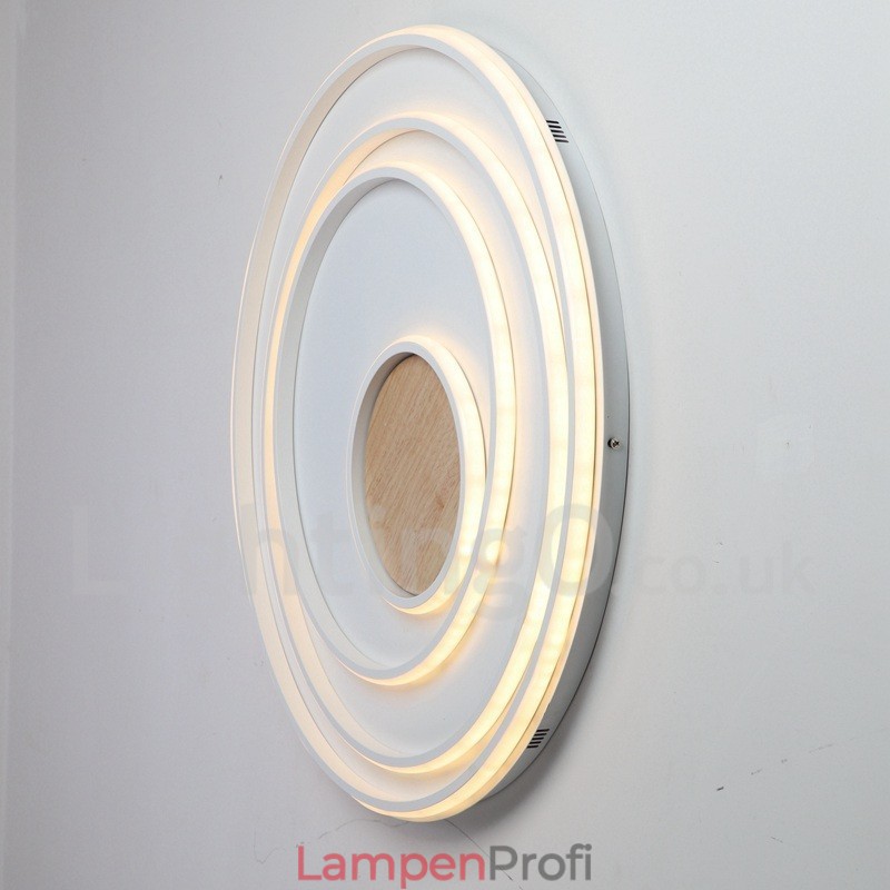 Dimmbare weiße Ringe Holz Deckenleuchte Ultradünne Deckenlampe Kann Auch Als Wandleuchte Verwendet Werden