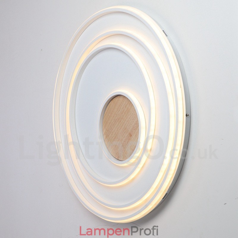 Dimmbare weiße Ringe Holz Deckenleuchte Ultradünne Deckenlampe Kann Auch Als Wandleuchte Verwendet Werden