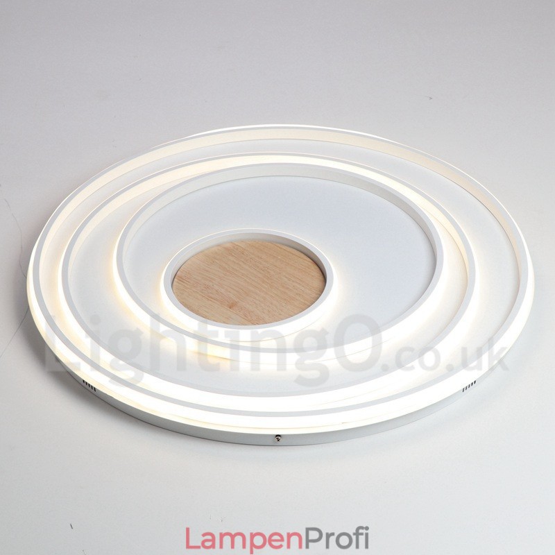 Dimmbare weiße Ringe Holz Deckenleuchte Ultradünne Deckenlampe Kann Auch Als Wandleuchte Verwendet Werden