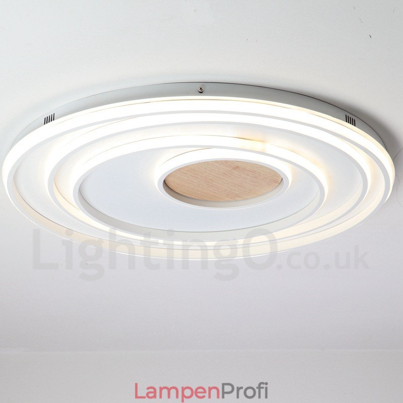 Dimmbare weiße Ringe Holz Deckenleuchte Ultradünne Deckenlampe Kann Auch Als Wandleuchte Verwendet Werden