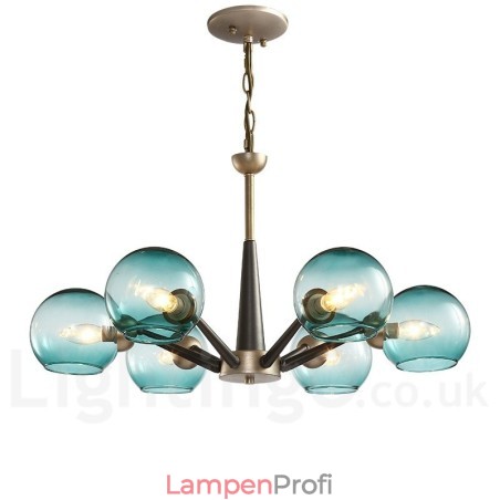 Rustikaler Kronleuchter im Retro-Vintage-Stil „Magic Bean“ mit mehrfarbigen Glasschirmen Rustikaler Kronleuchter im Retro-Vintage-Stil „Magic Bean“ mit mehrfarbigen Glasschirmen